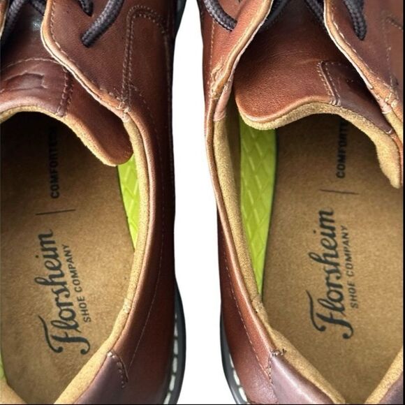Florsheim Brown Leather Plain Toe Derby Oxford Mens 9M Lace Up Dress Shoes main image 5